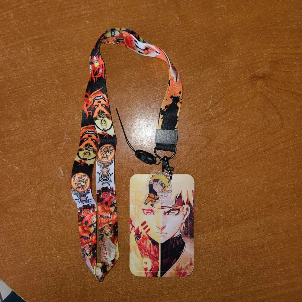 Naruto Uzumaki Nine-Tails Lanyard with Badge Holder & Chibi Charm